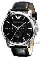 Emporio Armani Miesten kello AR0431 Classic Musta/Nahka Ø47 mm