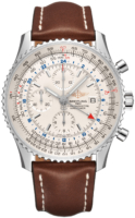 Breitling Miesten kello A24322121G1X1 Navitimer World Hopea/Nahka