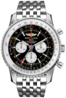 Breitling Miesten kello AB0441211B1A1 Navitimer Gmt Musta/Teräs Ø48