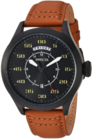 Invicta Miesten kello 22974 Aviator Musta/Nahka Ø45 mm