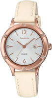 Casio Sheen Naisten kello SHE-4533PGL-7AUER Valkoinen/Nahka Ø30 mm