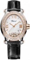 Chopard Naisten kello 278546-6002 Happy Sport Valkoinen/Nahka 34x31 mm