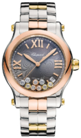 Chopard Naisten kello 278559-9001 Happy Sport Harmaa/18K keltakultaa