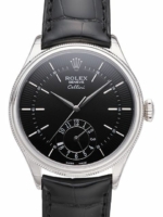 Rolex Miesten kello 50529-0007 Cellini Dual Time Musta/Nahka Ø39 mm