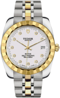 Tudor 21013-0006 Classic Date Valkoinen/Kullansävytetty teräs Ø38