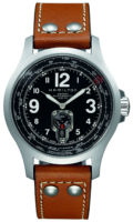 Hamilton Miesten kello H76515533 Khaki Aviation Musta/Nahka Ø44 mm