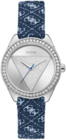 Guess Naisten kello W0884L10 Tri Glitz Hopea/Nahka Ø37 mm