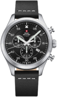 Swiss Military Miesten kello SM34076.04 Chrono Musta/Nahka Ø43 mm