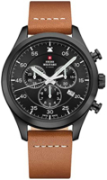 Swiss Military Miesten kello SM34076.08 Chrono Musta/Nahka Ø43 mm