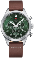 Swiss Military Miesten kello SM34076.07 Chrono Vihreä/Nahka Ø43 mm