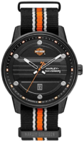 Bulova Miesten kello 78B153 Harley-Davidson Harmaa/Tekstiili Ø45 mm