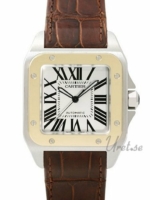 Cartier Miesten kello W20072X7 Santos Santos 100 Hopea/Nahka 38x38 mm